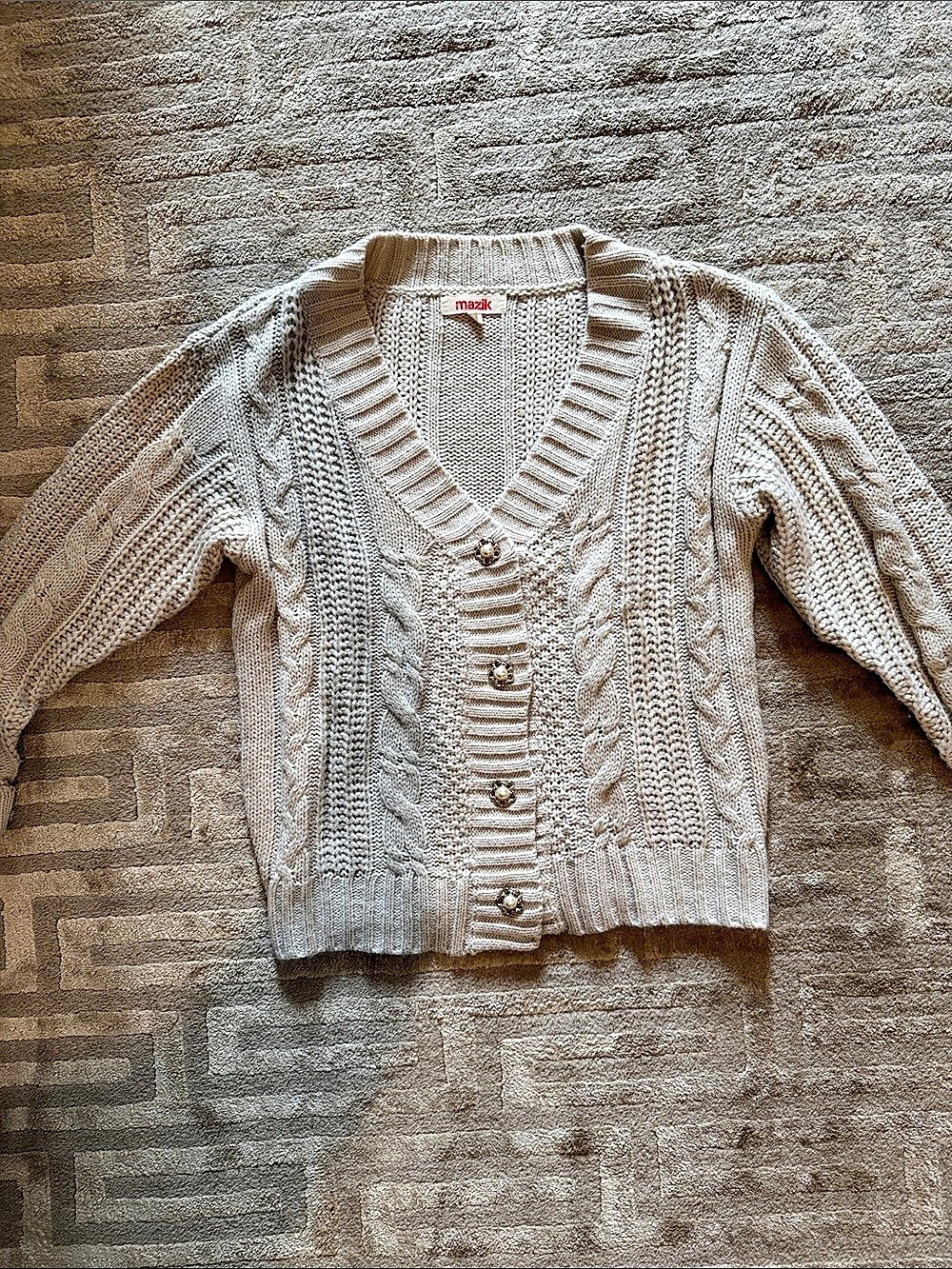 mazik Quiet Lux Old Money Preppy Fisherman Cable Knit Cardigan Cable Knit